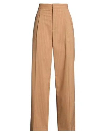 Semicouture Woman Pants Light Brown Size 6 Polyester, Virgin Wool, Elastane