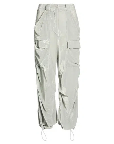 Semicouture Woman Pants Light Grey Size 2 Viscose, Polyamide, Acetate, Polyester In Green