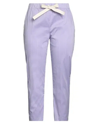 Semicouture Woman Pants Lilac Size 10 Cotton, Polyamide, Elastane