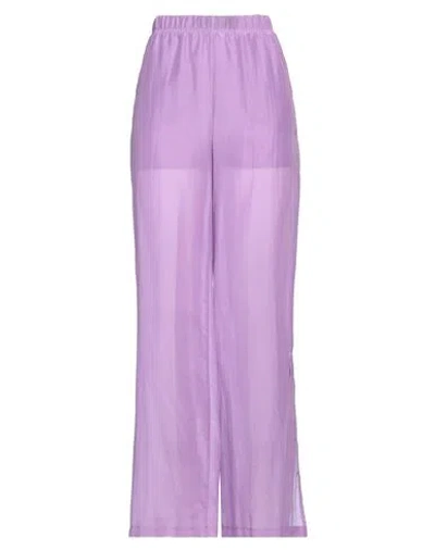 Semicouture Woman Pants Lilac Size 8 Cotton, Silk In Purple