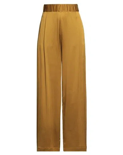 Semicouture Woman Pants Mustard Size 8 Acetate, Silk In Gold