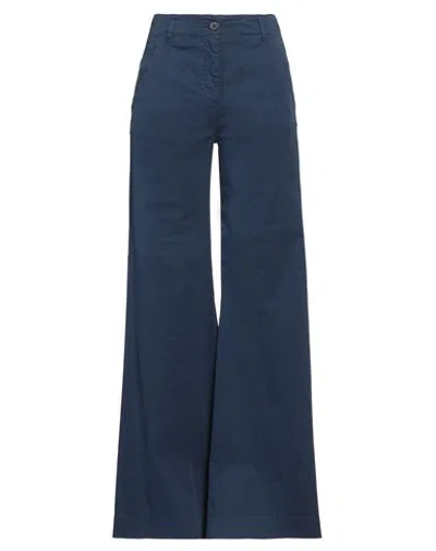 Semicouture Woman Pants Navy Size 4 Cotton, Elastane In Navy Blue
