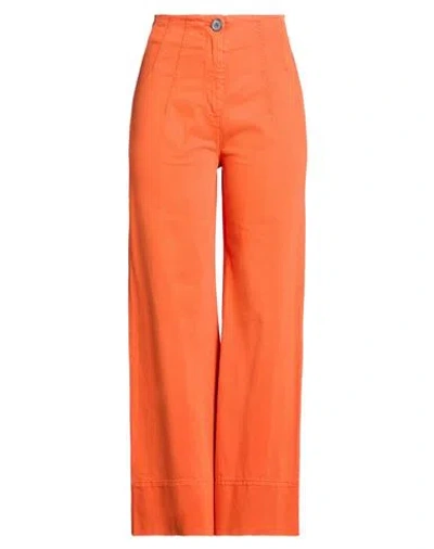 Semicouture Woman Pants Orange Size 6 Cotton, Lyocell, Elastane