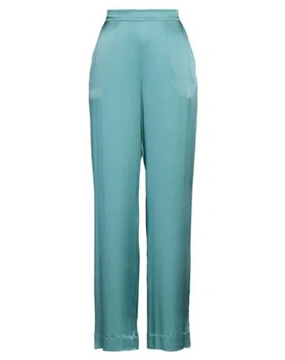 Semicouture Woman Pants Turquoise Size 8 Acetate, Silk In Blue