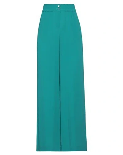 Semicouture Woman Pants Turquoise Size 8 Acetate, Silk In Blue