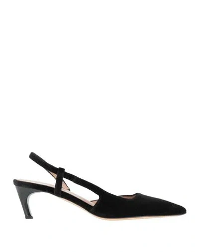 Semicouture Woman Pumps Black Size 6 Textile Fibers