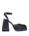 Semicouture Woman Pumps Midnight Blue Size 8 Textile Fibers, Soft Leather In Blue