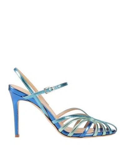 Semicouture Woman Sandals Azure Size 6 Synthetic Fibers In Blue