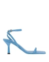 Semicouture Woman Sandals Azure Size 7 Leather In Blue