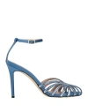 Semicouture Light Blue Sandals With Baguette Rhinestones In Blue