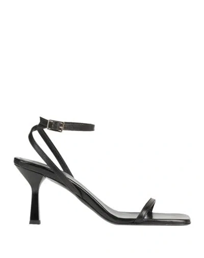 Semicouture Woman Sandals Black Size 7 Leather
