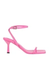 Semicouture Woman Sandals Fuchsia Size 10 Leather In Pink
