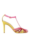Semicouture Woman Sandals Fuchsia Size 10 Soft Leather, Textile Fibers In Pink