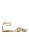 Semicouture Woman Sandals Gold Size 6 Polyurethane, Polyester, Cotton In Gold