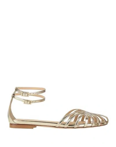 Semicouture Woman Sandals Gold Size 6 Polyurethane, Polyester, Cotton