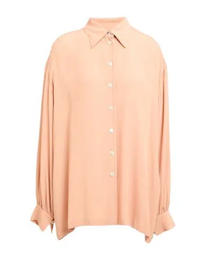 Semicouture Woman Shirt Apricot Size 6 Acetate, Silk In Orange
