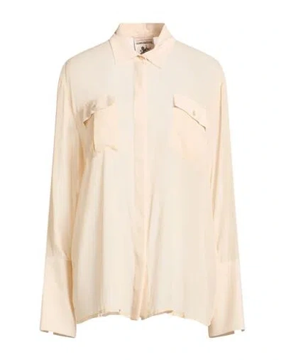 Semicouture Woman Shirt Beige Size 10 Acetate, Silk In Pink