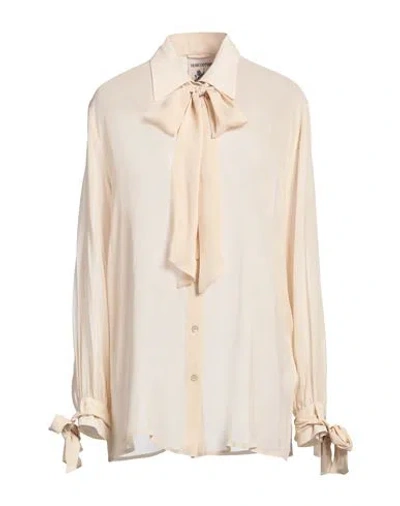 Semicouture Woman Shirt Beige Size 6 Acetate, Silk In Sand