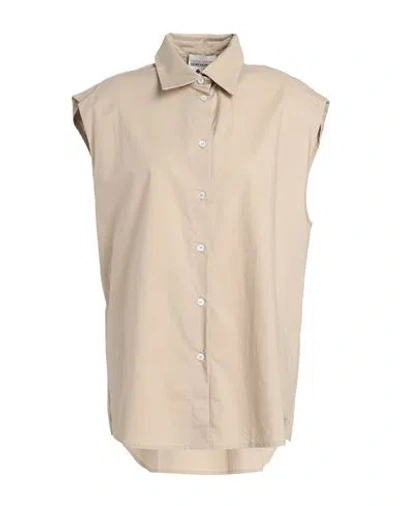 Semicouture Woman Shirt Beige Size 8 Cotton