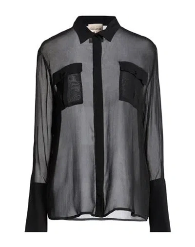 Semicouture Woman Shirt Black Size 10 Acetate, Silk