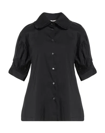 Semicouture Woman Shirt Black Size 6 Cotton, Polyamide, Elastane