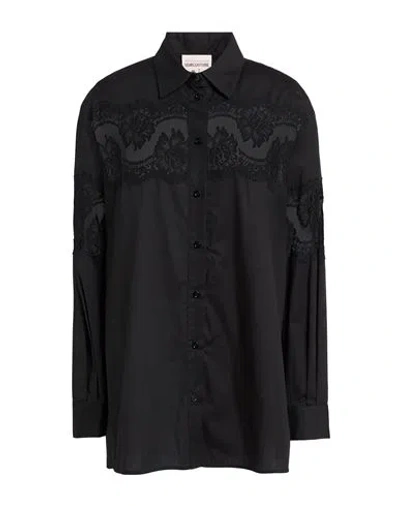 Semicouture Woman Shirt Black Size 8 Cotton, Elastane, Polyamide