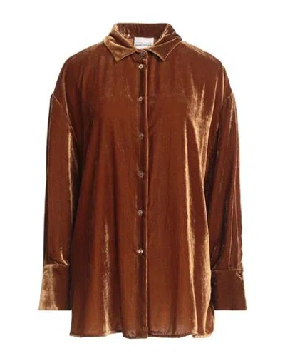 Semicouture Woman Shirt Brown Size 6 Viscose, Polyamide