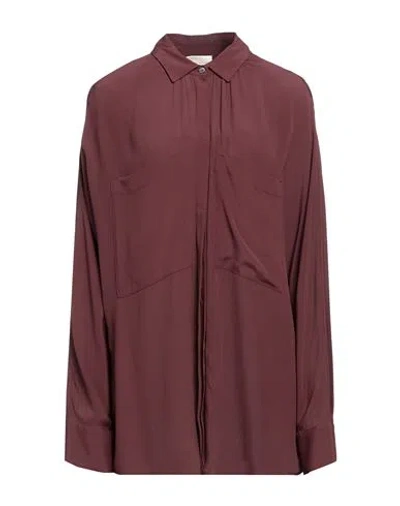 Semicouture Woman Shirt Burgundy Size 6 Acetate, Silk In Red
