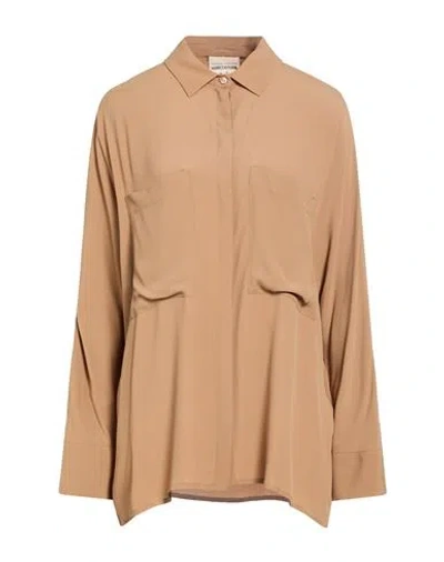 Semicouture Woman Shirt Camel Size 8 Acetate, Silk In Beige