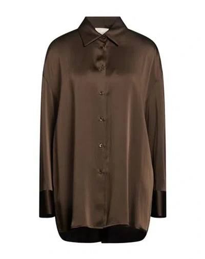 Semicouture Woman Shirt Chocolate Brown Size 6 Acetate, Viscose