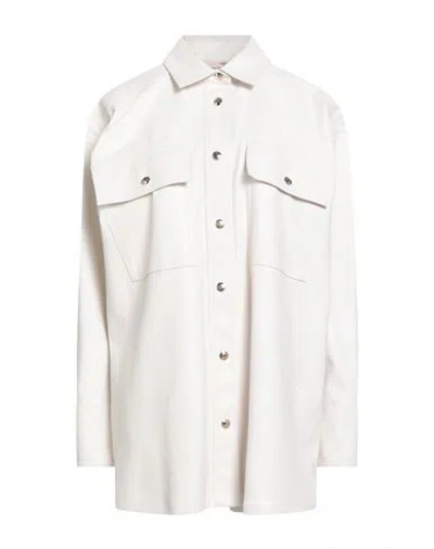 Semicouture Woman Shirt Cream Size 6 Polyurethane In White