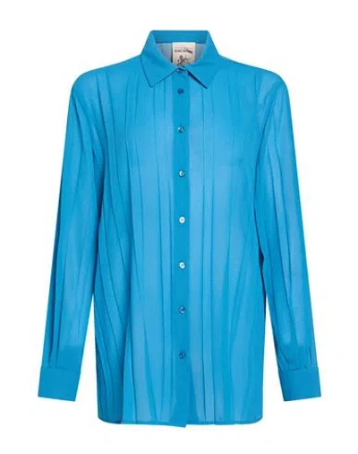 Semicouture Woman Shirt Deep Teal Size 2 Polyester In Blue