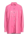 Semicouture Woman Shirt Fuchsia Size 10 Polyurethane, Polyester In Pink