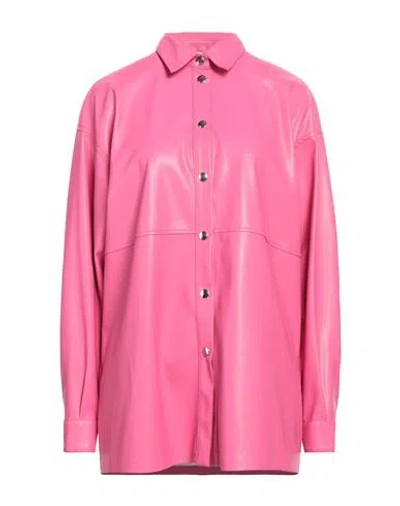 Semicouture Woman Shirt Fuchsia Size 10 Polyurethane, Polyester In Pink