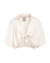 Semicouture Woman Top Ivory Size 4 Acetate, Silk In White