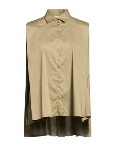 Semicouture Woman Shirt Khaki Size 8 Cotton, Polyamide, Elastane In Brown