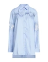 Semicouture Woman Shirt Light Blue Size 8 Cotton, Elastane, Polyamide