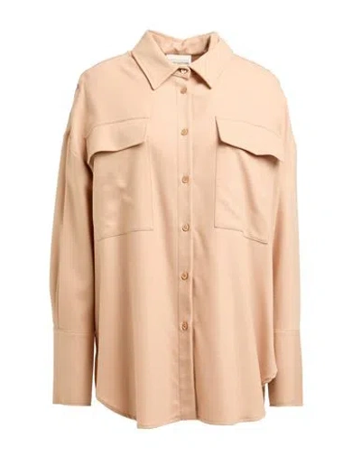 Semicouture Woman Shirt Light Brown Size 8 Virgin Wool
