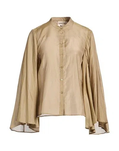 Semicouture Woman Shirt Sand Size 4 Cotton, Silk In Brown