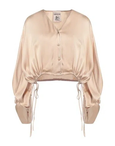 Semicouture Woman Shirt Sand Size 8 Acetate, Silk In Beige