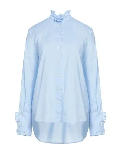 Semicouture Woman Shirt Sky Blue Size 6 Cotton, Elastane