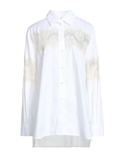 SEMICOUTURE SEMICOUTURE WOMAN SHIRT WHITE SIZE 10 COTTON, ELASTANE, POLYAMIDE