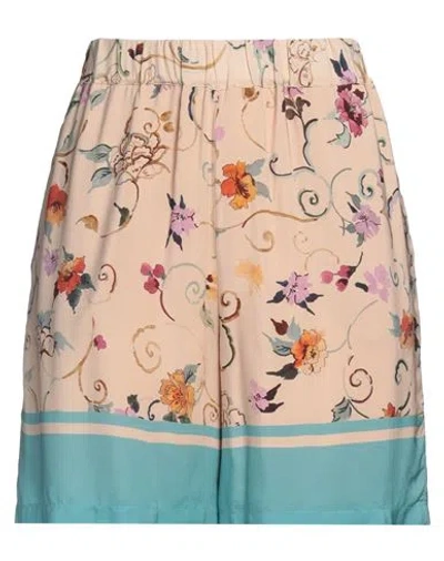 Semicouture Woman Shorts & Bermuda Shorts Beige Size 6 Viscose, Polyester