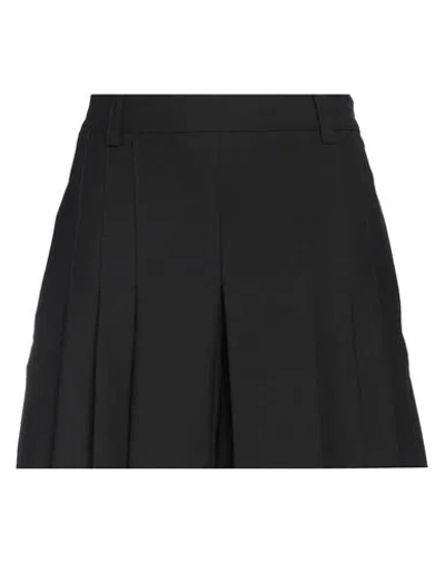 Semicouture Woman Shorts & Bermuda Shorts Black Size 2 Polyester, Virgin Wool, Elastane In Multi