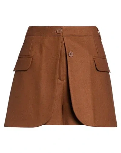 Semicouture Woman Shorts & Bermuda Shorts Brown Size 8 Virgin Wool, Elastane