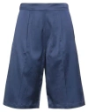 Semicouture Woman Shorts & Bermuda Shorts Midnight Blue Size 4 Viscose, Cotton, Silk, Elastane In Blue