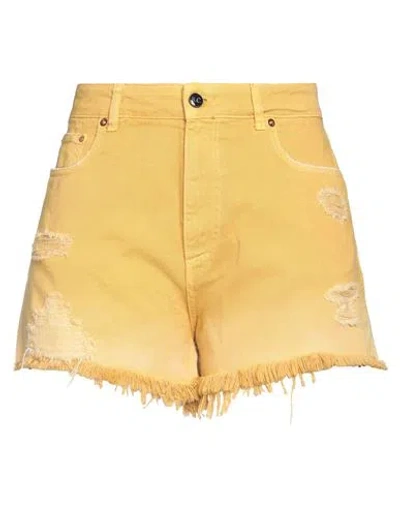 Semicouture Woman Shorts & Bermuda Shorts Mustard Size 30 Cotton In Yellow