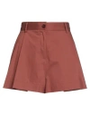 Semicouture Woman Shorts & Bermuda Shorts Rust Size 6 Cotton, Polyamide, Elastane In Red
