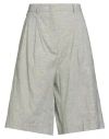Semicouture Woman Shorts & Bermuda Shorts Sage Green Size 6 Cotton, Linen, Elastane In Multi