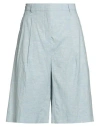 Semicouture Woman Shorts & Bermuda Shorts Sky Blue Size 10 Cotton, Linen, Elastane In Multi